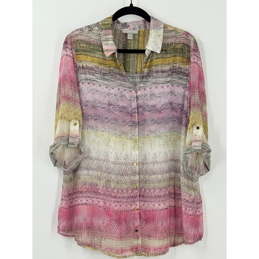 y2k Dressbarn Sheer Button Down top Womens sz 1X fairy grunge cottagecore Boho